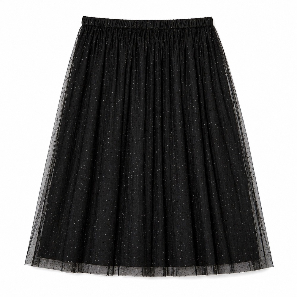 H&M Black Tulle Midi Skirt XXL Elastic Waist Sheer Layer